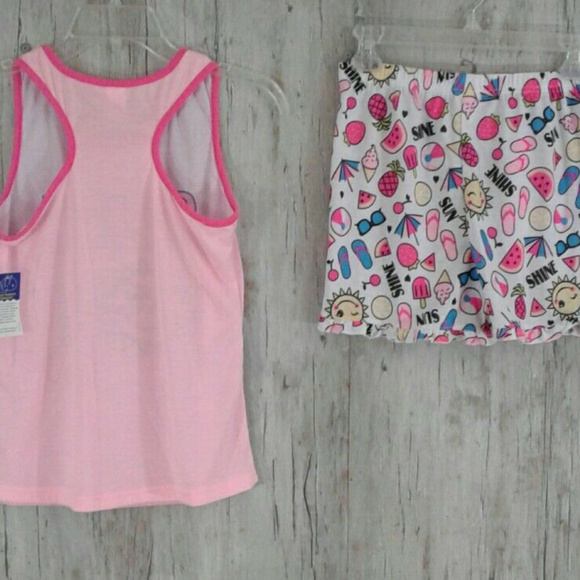 JV Apparel Girls Pajama Set Tank Top and Shorts - Picture 4 of 4